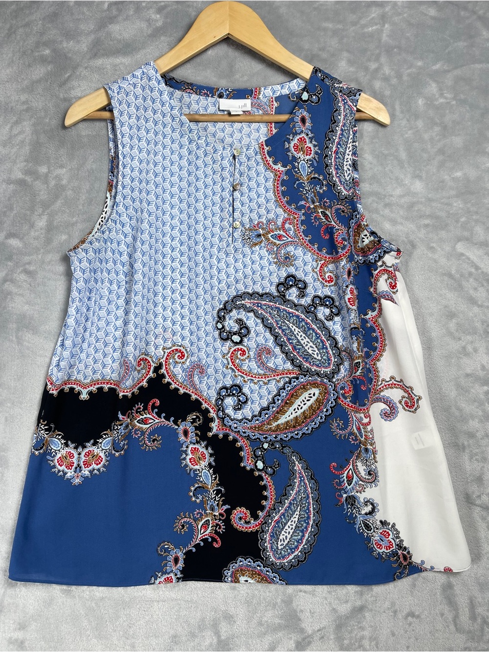 J. Jill Blue Paisley Print Sleeveless Tank